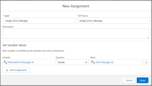 Screenshot of New Assignment window in the Flow UI