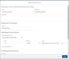 Screenshot of Creating a Get Records Element for Billing Contract